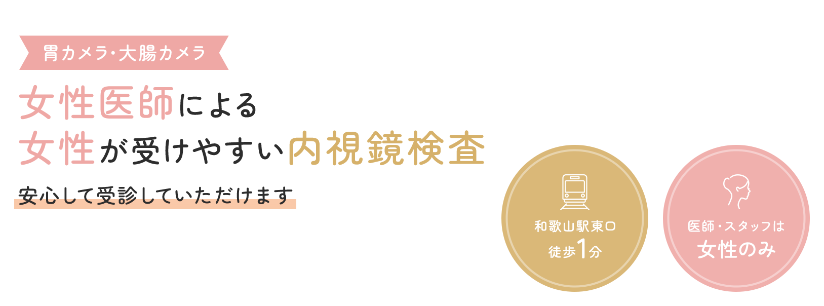 胃カメラ・大腸カメラ 女性医師による女性が受けやすい内視鏡検査 安心して受診していただけます